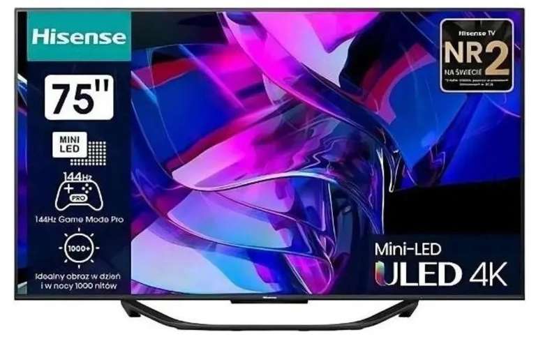 Телевизор Hisense 75U7KQ 75" 4K UHD, черный (по озон карте)