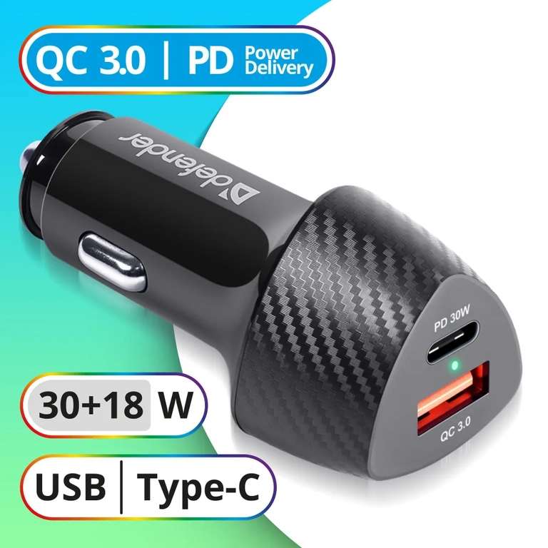 Автомобильное зарядное устройство Defender UCA-92 2xUSB PD, QC3.0, 30W 482₽ по Озон-Карте