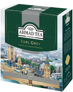 Чай черный Ahmad Tea Earl Grey с ароматом бергамота в пакетиках, 100 пак.