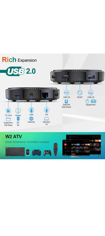 Смарт ТВ приставка Vontar W2 ATV 4Гб/64Гб с голосовым пультом G10S (из-за рубежа)