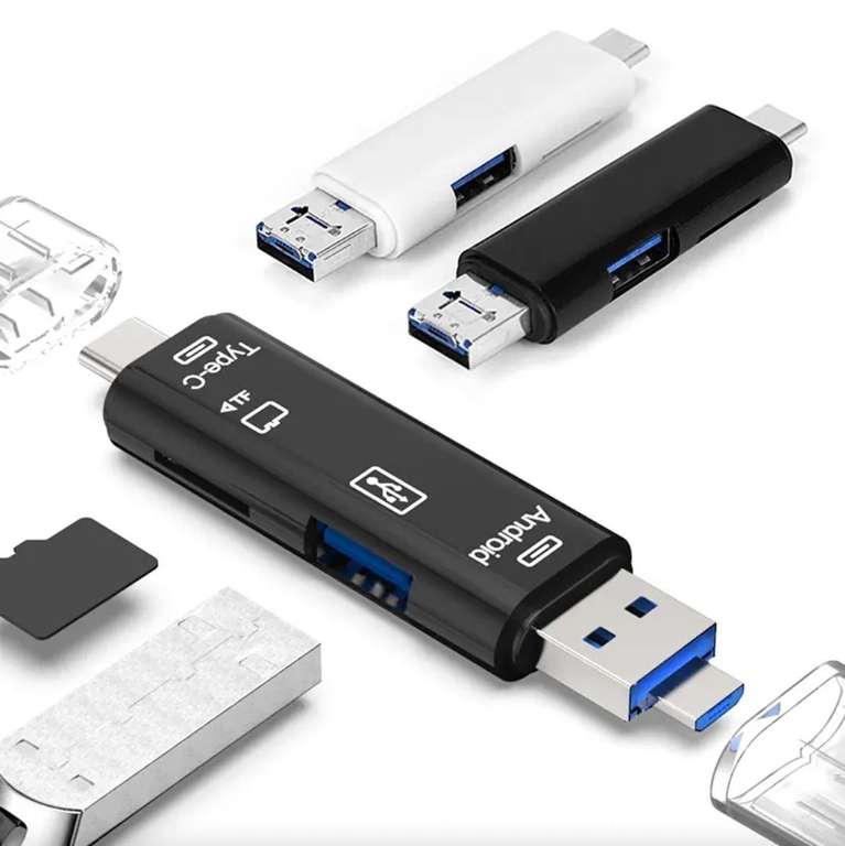 Картридер 5 в 1 Ashiboogoole USB 2.0, Тype-C, USB, Micro-USB
