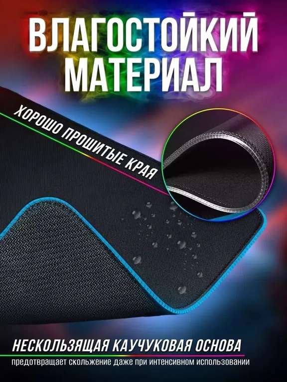 Коврик для мыши с RGB-подсветкой, 80x30 см