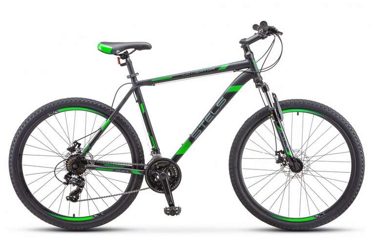Велосипед STELS Navigator 700 MD 27.5" F010 Чёрный/зелёный рама 21" (требует финальной сборки)