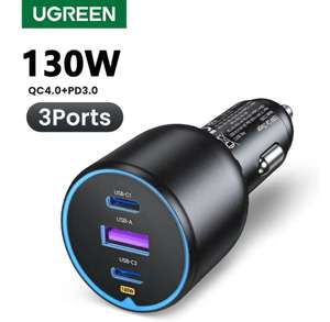 Автомобильное зарядное устройство UGREEN 130W PD 3.0 (3 порта)