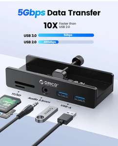 ORICO 6 в 1 USB - хаб, SD/TF USB-A аудио кабель jack 3.5mm USB-C 5V (цена с ozon картой) (из-за рубежа)