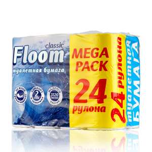 Туалетная бумага FLOOM 2х-слойная, 24 шт. (1 рулон/6₽)