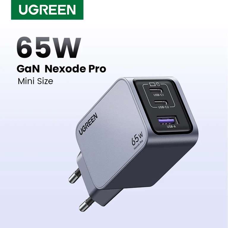 Зарядное устройство Ugreen Nexode pro, 3 порта 65вт