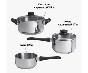 Набор посуды ИКЕА АННОНС 3 пр. хром