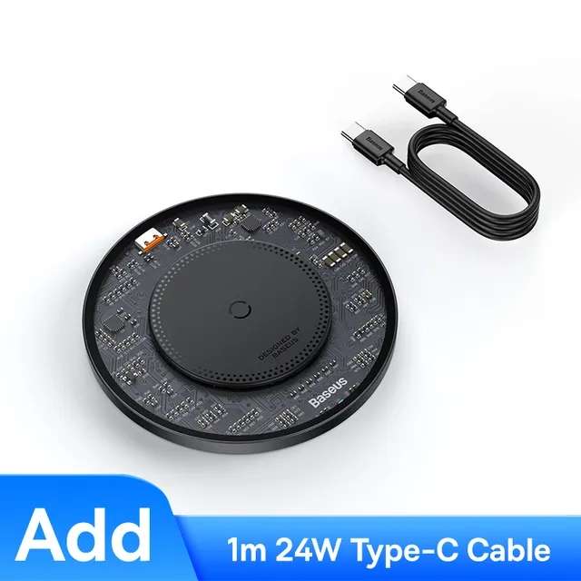 Беспроводное зарядное устройство Baseus Simple Wireless Charger 15W с поддержкой iPhone + кабель в комплекте