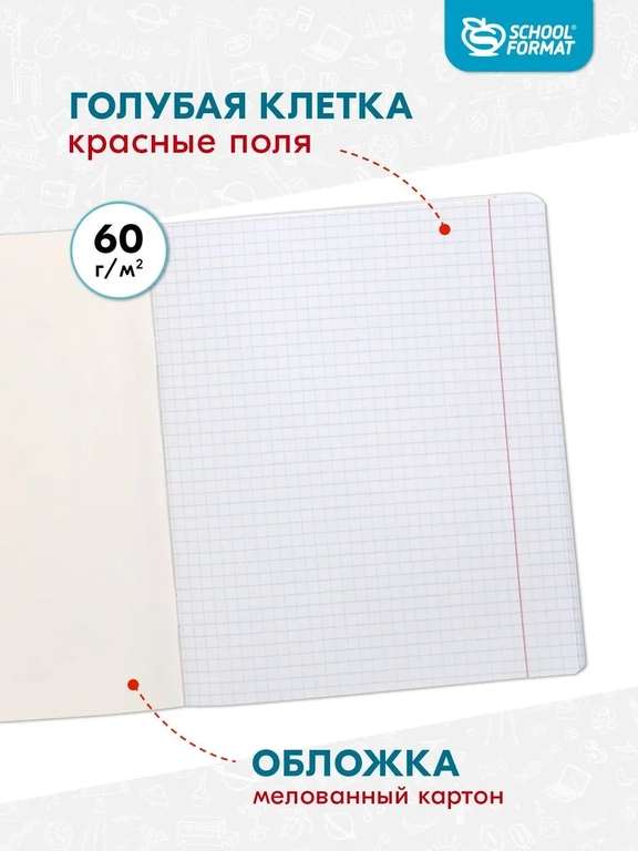 Комплект тетрадей в клетку Schoolformat, 12 л, 20 шт. (с Озон картой)