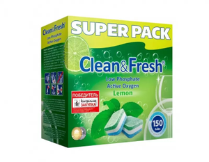 Таблетки для посудомоечных машин CLEAN&FRESH, 150 шт.+ 467 сберспасибо