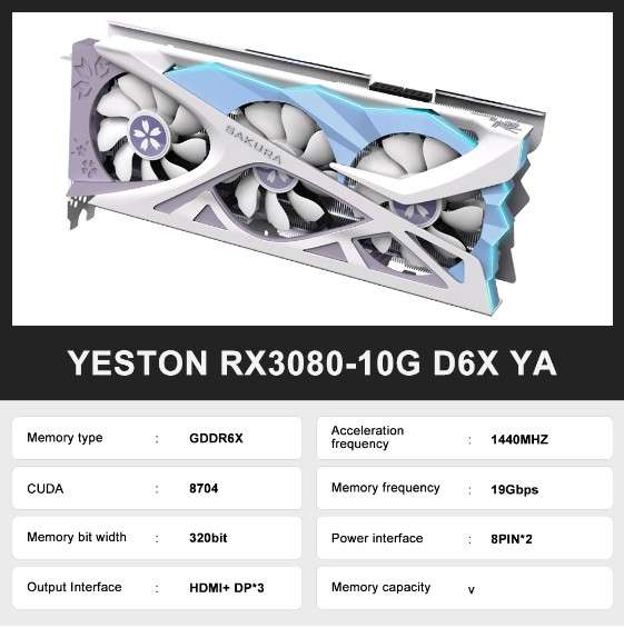 Видеокарта Yeston RTX 3080 10GB