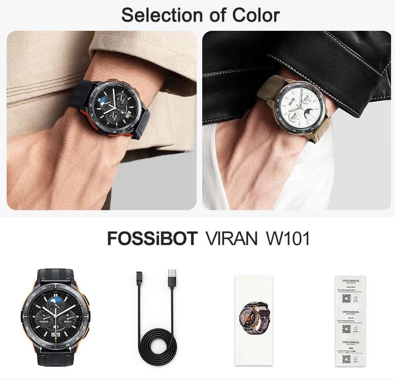 Смарт-часы VIRAN W101, AMOLED-дисплей, 100 спортивных режимов