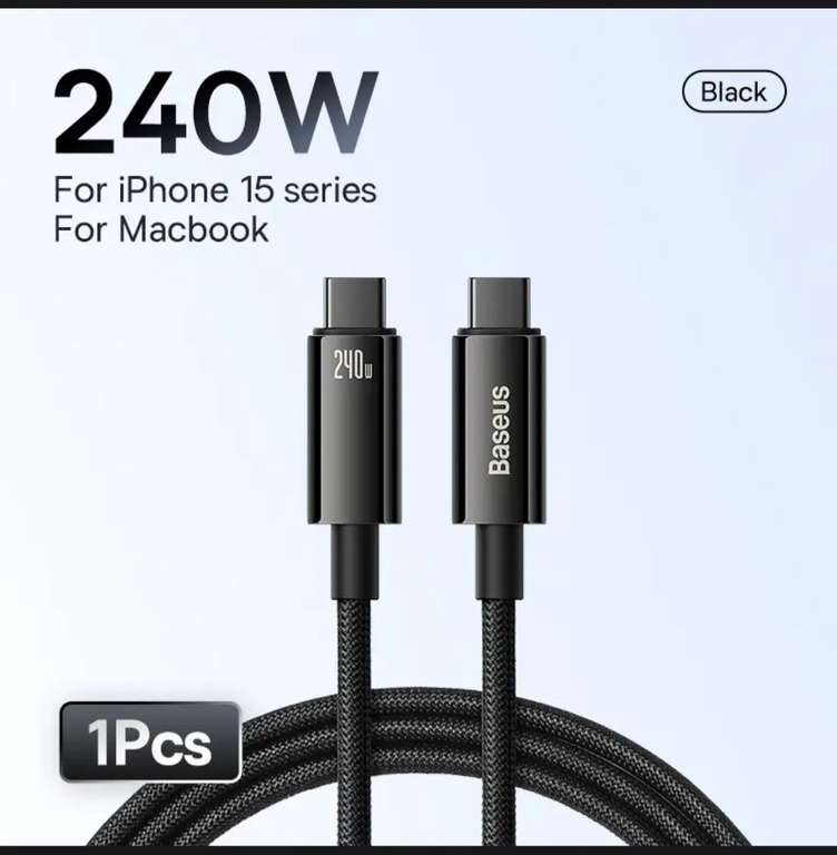 Кабель Baseus 240 Вт USB C 1 метр