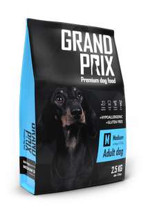 Сухой корм для собак Grand prix Medium Adult, злаки, птица, 2.5кг