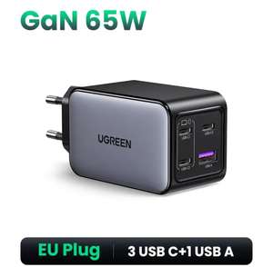 Зарядное устройство UGREEN Gan 65w , PD3.0 (3 usb-c и 1 usb-A) без провода