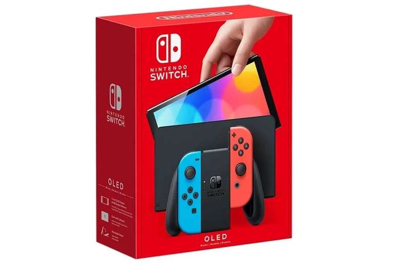 Игровая консоль Nintendo Switch OLED 64 ГБ, неоновый синий/неоновый красный (доставка из-за рубежа)