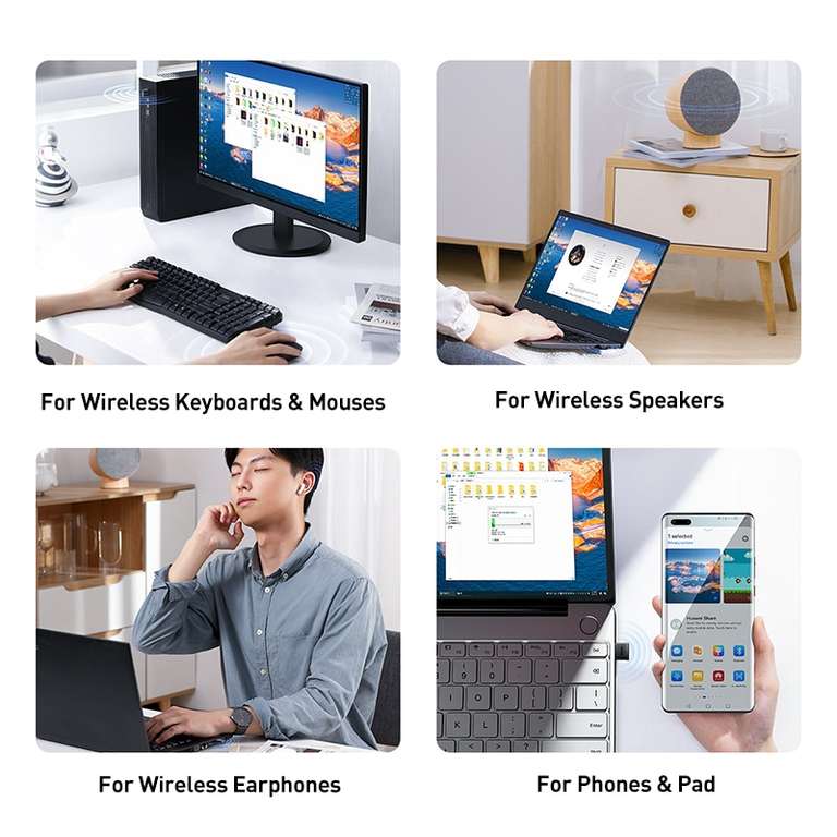 USB Bluetooth адаптер Baseus, адаптер Bluetooth 5,1 для ПК, ноутбука, беспроводной динамик, аудио приемник