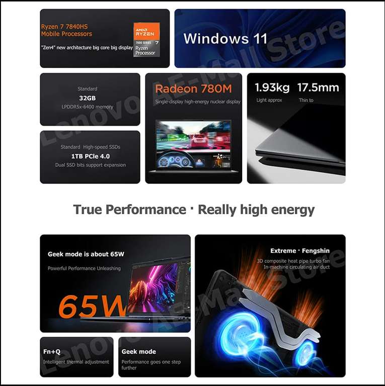 Ноутбук Lenovo Xiaoxin Pro 16 (32 ГБ ОЗУ, 1 ТБ SSD, AMD Ryzen 8845H, 8 ядер, 16 потоков, Radeon 780M, 16 дюймов 2.5K, 120 Гц, Windows 11)