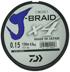 Плетеный шнур DAIWA J-Braid X4 d=0.15 мм, 135 м, 6.9 кг, dark green