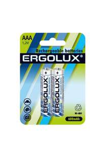 Аккумулятор Ergolux NHAAA600BL2, 1.2В, AAA-600mAh, Ni-Mh, BL-2 12977