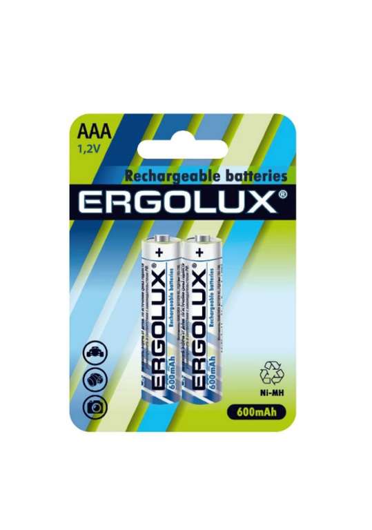 Аккумулятор Ergolux NHAAA600BL2, 1.2В, AAA-600mAh, Ni-Mh, BL-2 12977