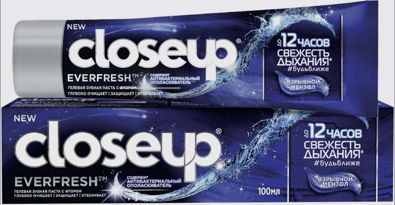 Зубная паста CloseUp Everfresh Взрывной ментол, с антибактериальным ополаскивателем, 100 мл