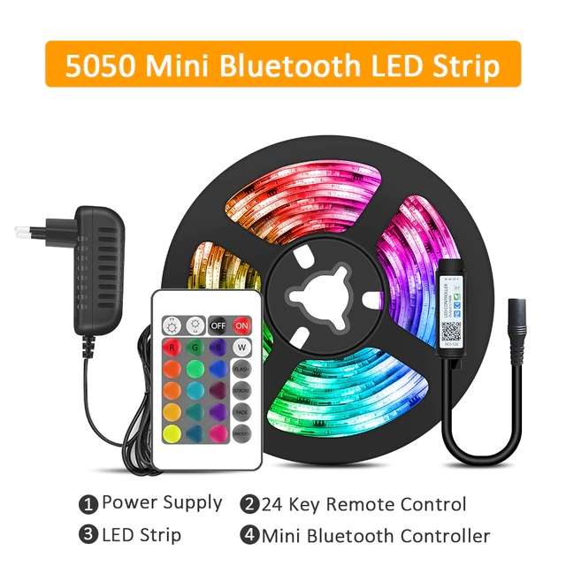 Светодиодная лента Suntech, RGB, SMD 5050 (18 шт на метр), MINI Bluetooth led 5M