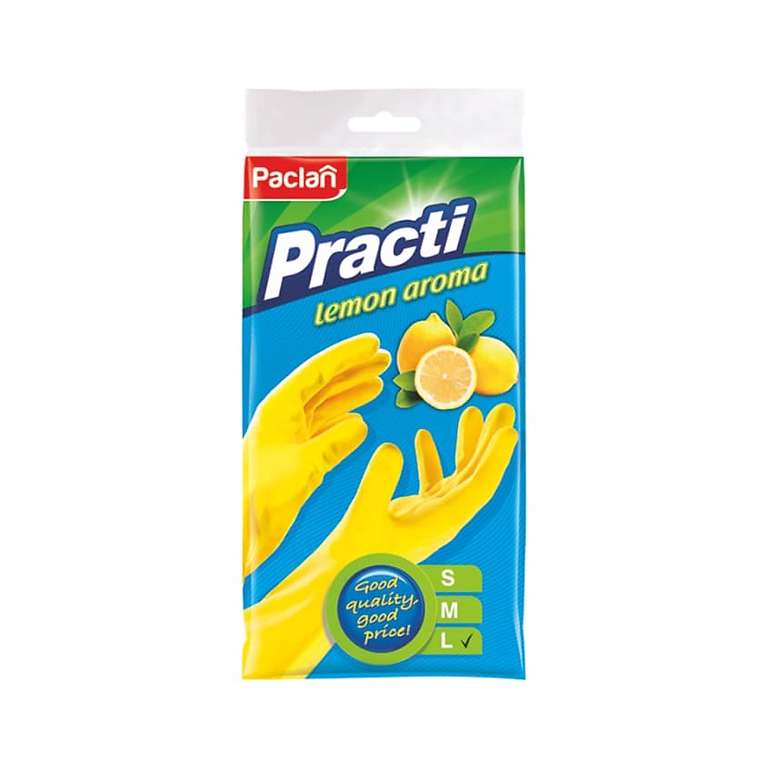 Перчатки резиновые с ароматом лимона PACLAN