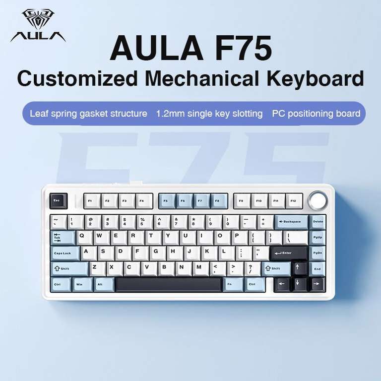 Игровая механическая клавиатура AULA F75, Bluetooth, радиоканал, проводное подключение