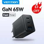 Зарядное устройство Vention gan 65w QC, PD(белое, черное)