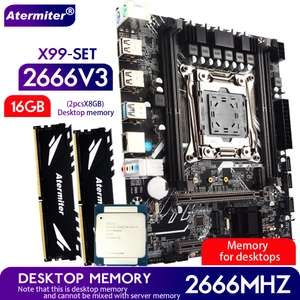 Комплект материнской платы Atermiter D4 DDR4 с Xeon E5 2666 V3 LGA2011-3 ЦП 2 шт.