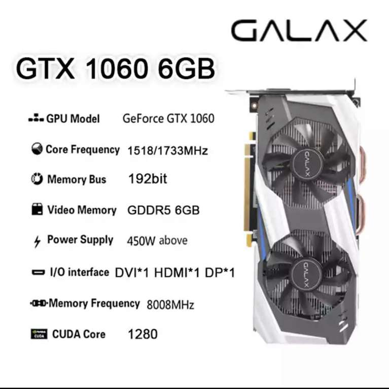 Видеокарта Galaxy GTX 1060 6gb (10.617₽ через Qiwi)