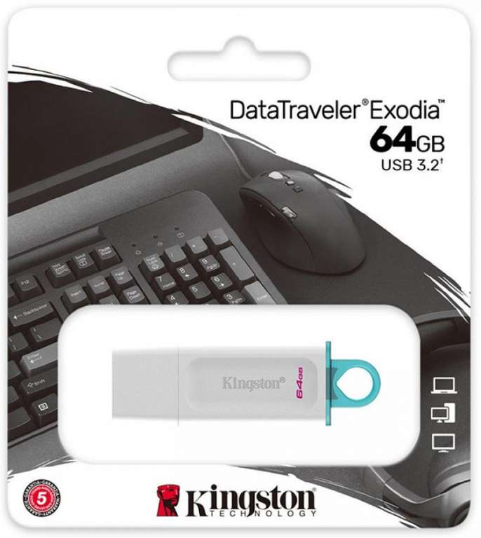 Флэш-накопитель Kingston DataTraveler Exodia, 64 ГБ (USB 3.2 Gen1)