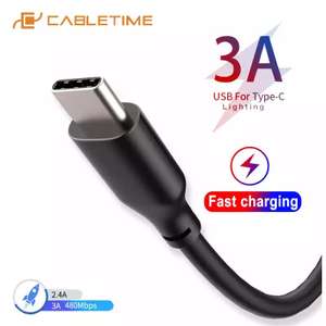 Кабель USB-C/USB-C Cabletime поддержка быстрой зарядки, 3 A, 1 м.