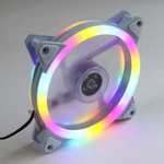 Вентилятор для компьютера 120 мм разноцветный c led подсветкой RGB прозрачный белый