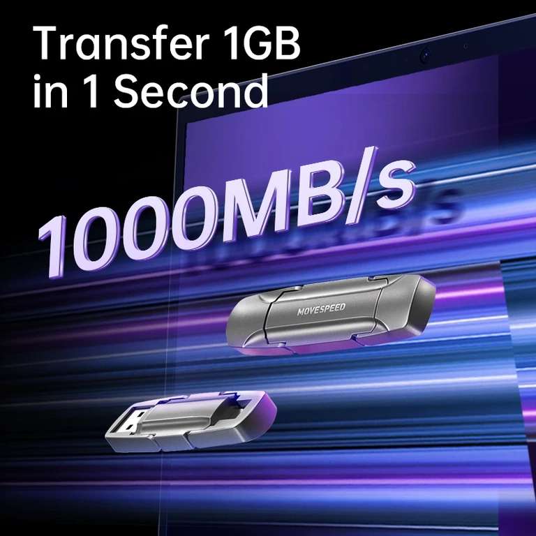 Флеш-накопитель MOVESPEED, 512 ГБ, 1000 Мб/с (OTG, USB-A/USB-C, металл) (+ др. варианты в описании)