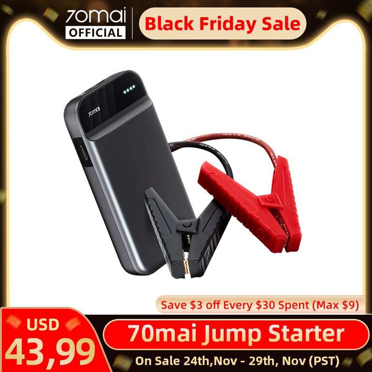 Пусковое зарядное устройство (Jump Starter) для автомобиля 70mai, 11100 мАч/ 3.7V/ 41.07Wh (из России)