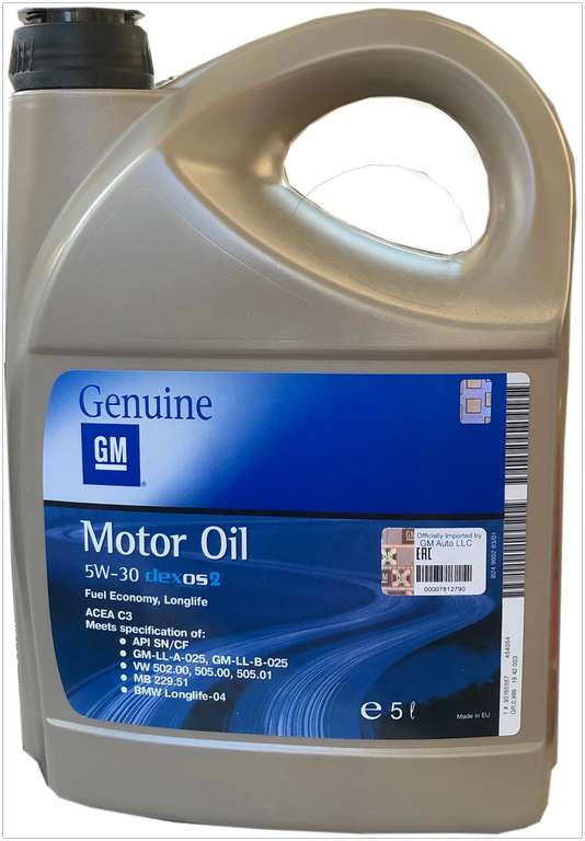 Синтетическое моторное масло GENERAL MOTORS Dexos2 Longlife 5W30, 5 л, 1 шт