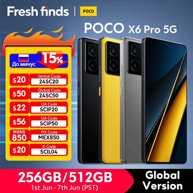 Смартфон POCO X6 Pro 12/512Гб (ошлина ≈1425₽)