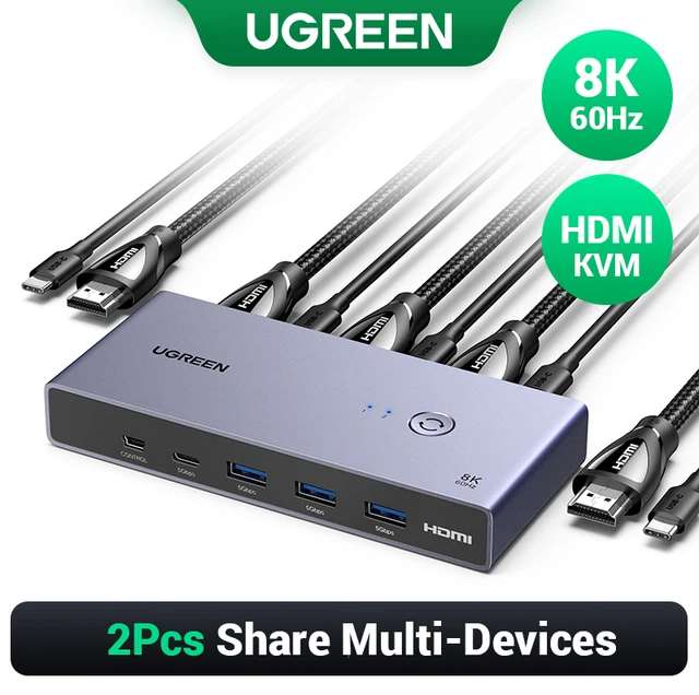 UGREEN 8K 60Hz HDMI KVM переключатель USB