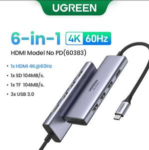 USB-хаб Ugreen 6-в-1, 4K 60Гц