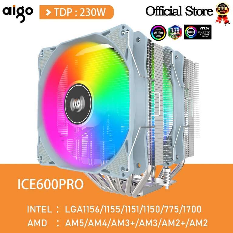 Кулер для процессора Aigo ICE600PRO ARGB (отправка из России)