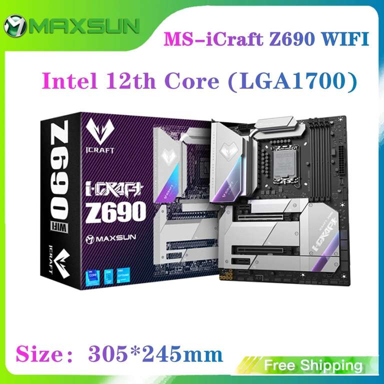 Материнская плата MAXSUN Z690 WIFI6 PC, материнская плата, двухканальная DDR5 RGB SATA M.2 Intel 12 LGA1700