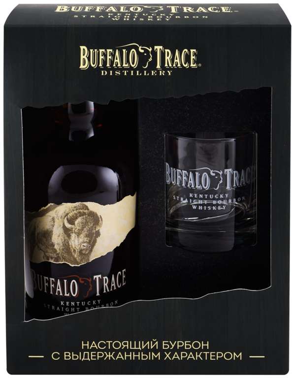 Виски BUFFALO Trace Burbon зерновой 6 лет алк.45% + стакан п/у, США, 0.75 L