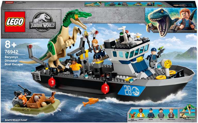 Конструктор LEGO Jurassic World 76942 Побег барионикса на катере, 308 дет.