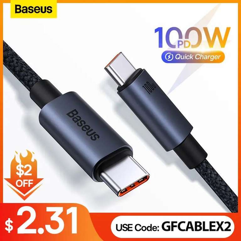 USB кабель Baseus USB Type-C, 100 Вт, 1 м