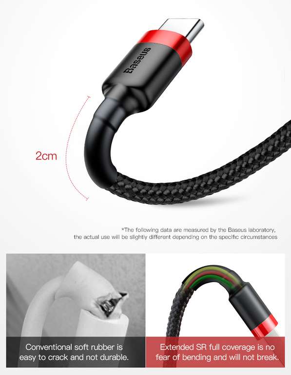 Baseus USB Type-C кабель 3А, 2 метра