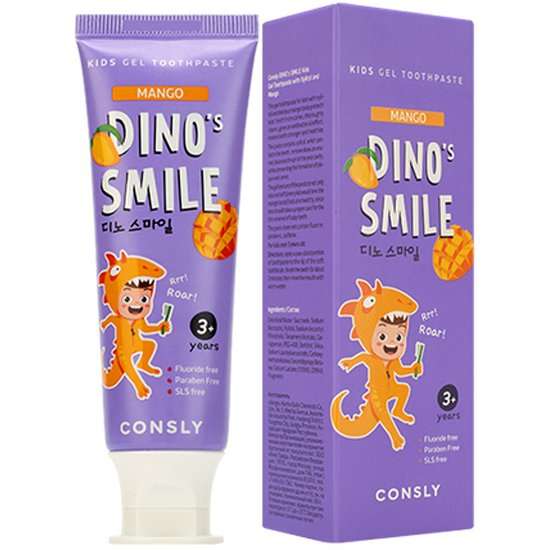 Детская гелевая зубная паста Consly Dino's smile c ксилитом и вкусом пломбира, 60 г (+ другие вкусы в описании)