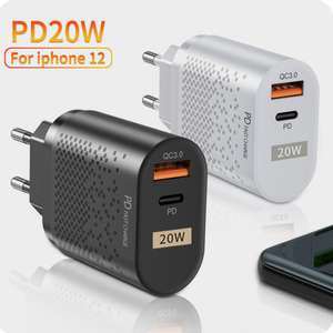 2 штуки Зарядное устройство USB Type-C /PD/20W/Блок с функций быстрой зарядки Quick Charge 3.0/черный